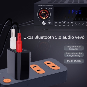 Bluetooth 5.0 audiovevő modul erősítőhöz – vezeték nélküli sztereó, veszteségmentes hang, beépített handsfree