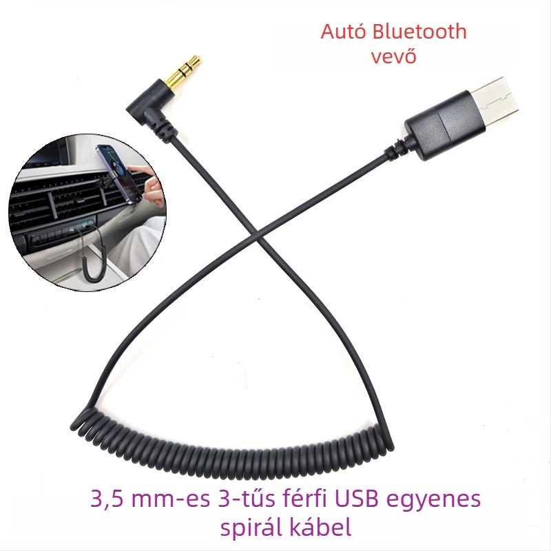 Ermai Eb01 autóba Bluetooth vevő – USB 2.0 adapterkábel, USB-A chip, 1,5 m hosszú kábel, hands-free hívásokhoz