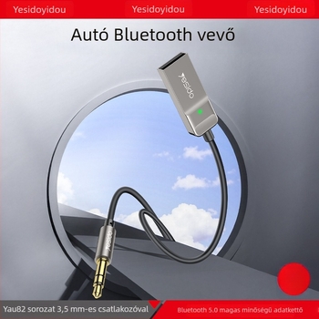 Yesido YAU82 Autó Bluetooth Audió Vevő Adapter, Bluetooth 5.0, AUX Bemenet, Járművekhez