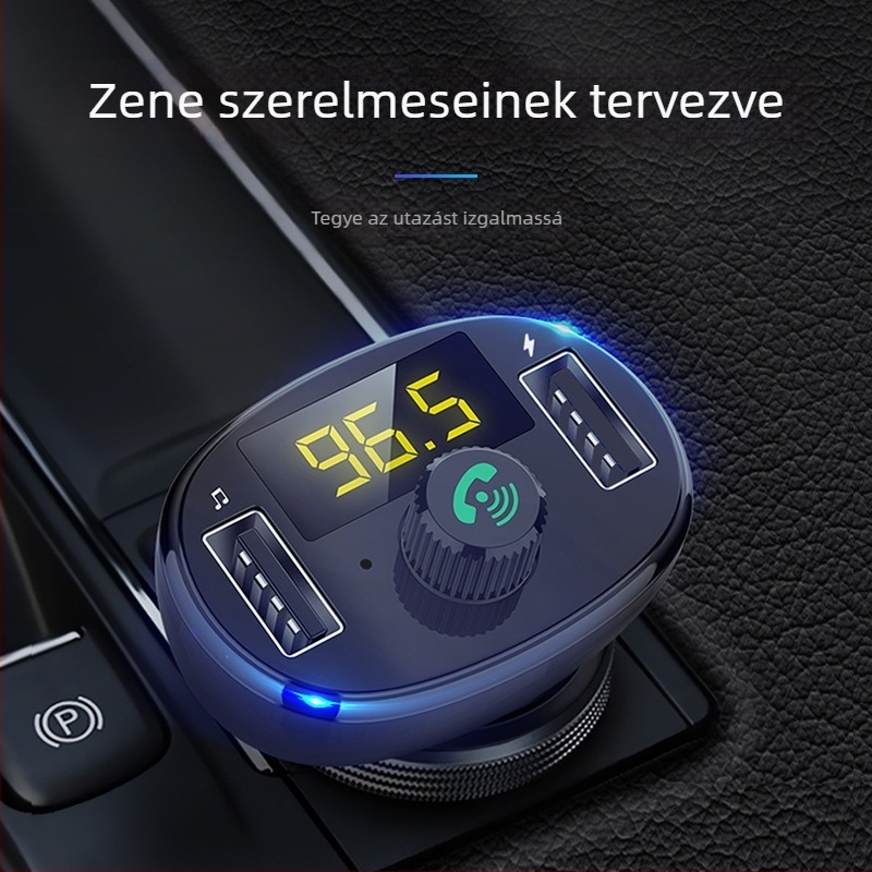 BT23 Bluetooth autós MP3-s hands-free lejátszó FM rádióval, USB töltés, cigarettagyújtó tápellátás, monokróm kijelző, 12-24V, memória nélkül