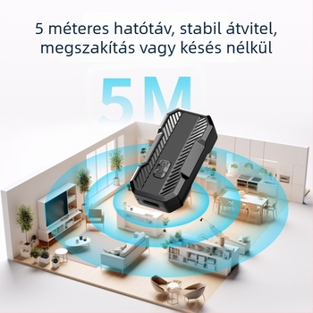 Autóba szánt Bluetooth audió vevő és Hands-Free AUX adapter, modell W23s, Type-C interfész, tömeg 15 g, 5V tápegység, képernyő nélkül