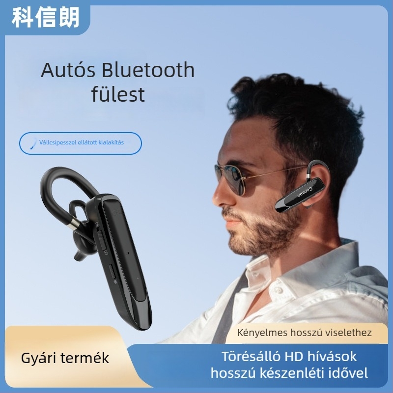 Bluetooth fülhallgató egy fülre, 10 m hatótávolság, >8 óra üzemidő, zajcsökkentés, hangvezérlés, Bluetooth 5.0