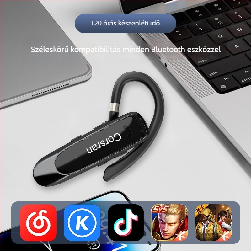 Bluetooth fülhallgató egy fülre, 10 m hatótávolság, >8 óra üzemidő, zajcsökkentés, hangvezérlés, Bluetooth 5.0