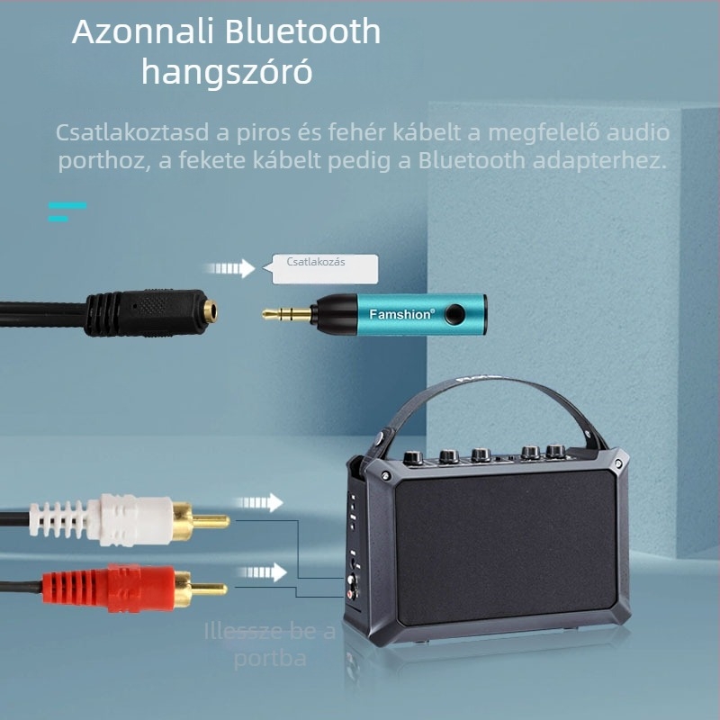 Autóba Bluetooth-vevő Hands-Free és AUX funkcióval, Bluetooth 5.0, 15 m hatótávolság, akár 4 órás üzemidő