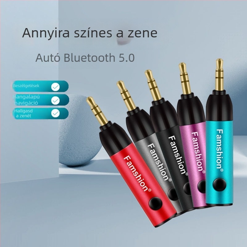 Autóba Bluetooth-vevő Hands-Free és AUX funkcióval, Bluetooth 5.0, 15 m hatótávolság, akár 4 órás üzemidő