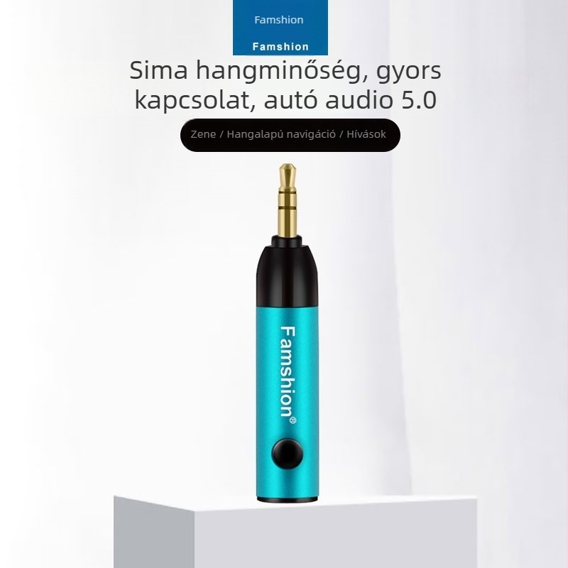 Autóba Bluetooth-vevő Hands-Free és AUX funkcióval, Bluetooth 5.0, 15 m hatótávolság, akár 4 órás üzemidő
