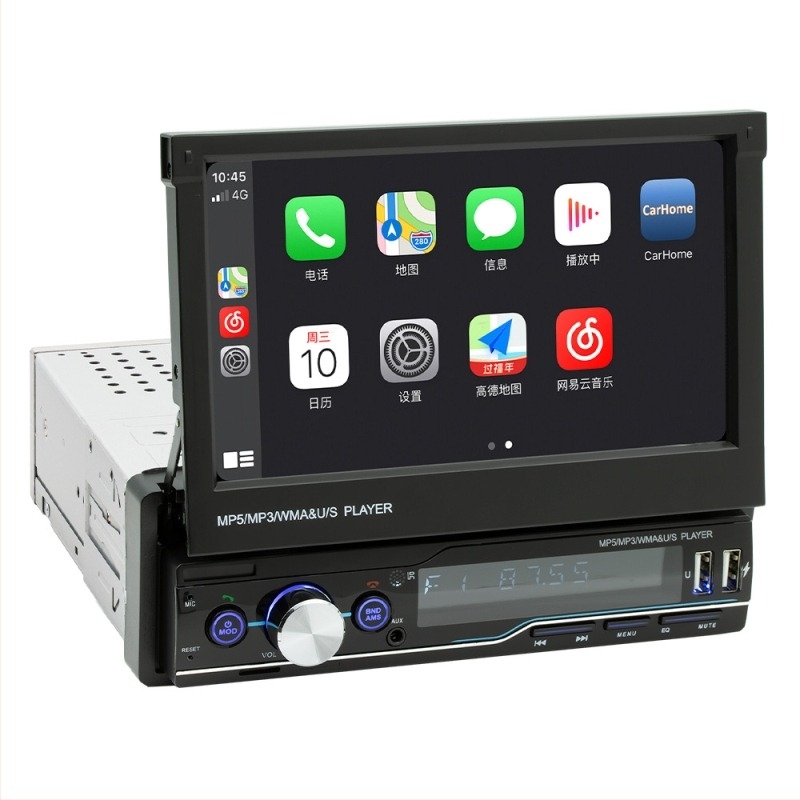 7 hüvelykes teleszkópos autós MP5 lejátszó kártyahellyel, Bluetooth kihangosító, MP4 mindent egyben CarPlay