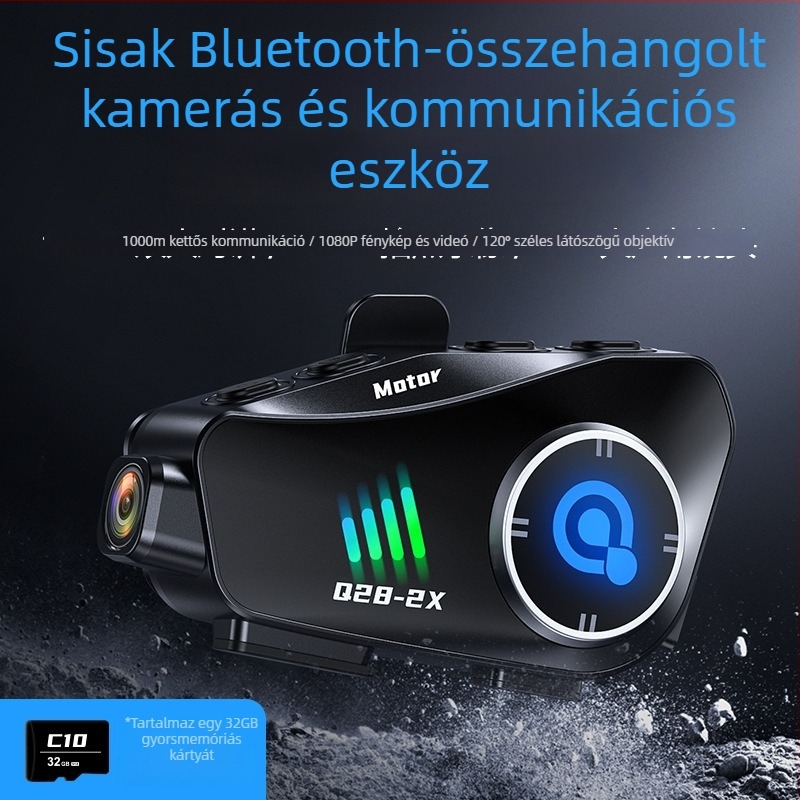 Bluetooth sisak interkom 1080P kamerával, kerékpáros sisak, IPX6 vízálló, zajcsökkentés, hangvezérlés