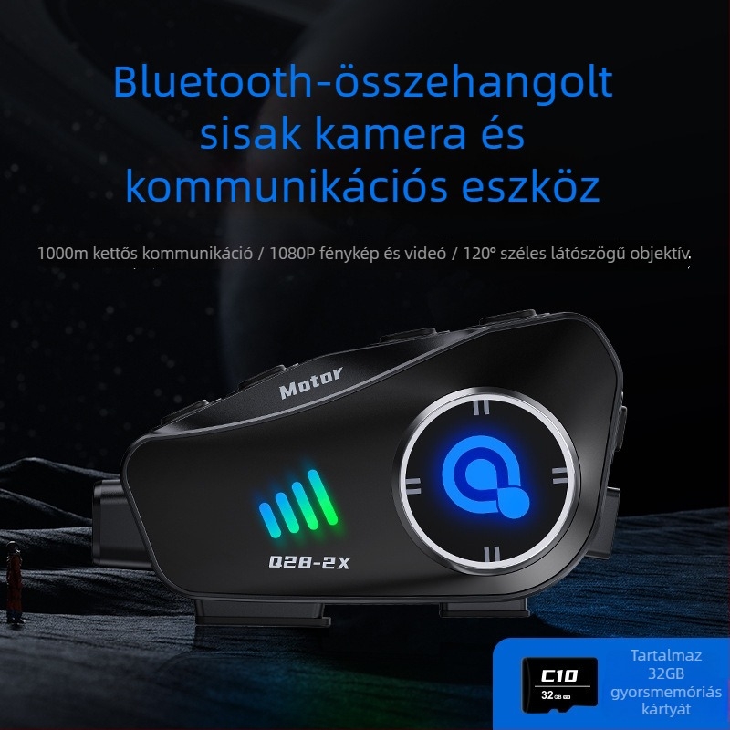 Bluetooth sisak interkom 1080P kamerával, kerékpáros sisak, IPX6 vízálló, zajcsökkentés, hangvezérlés