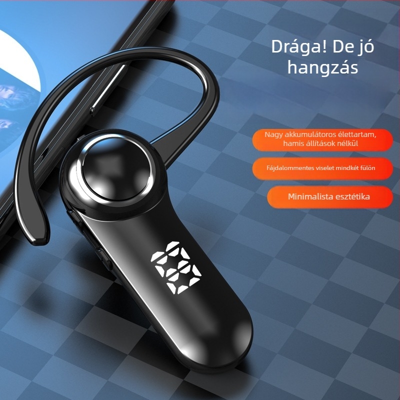 Vezeték nélküli Bluetooth fülhallgató fülcsipeszel, mono, Bluetooth 5.0, 10 m hatótáv, üzemidő >8 óra