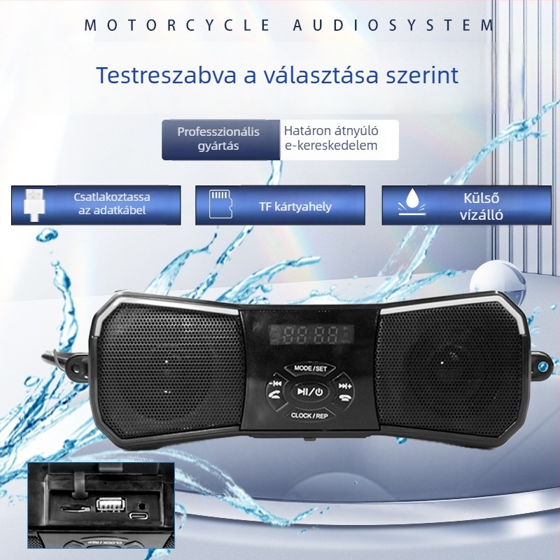 Motorkerékpár kormányára szerelt hangrendszer Bluetooth kéz nélküli beszélgetésekhez, többfunkciós integrált járműhang-rendszer elektromos járművekhez