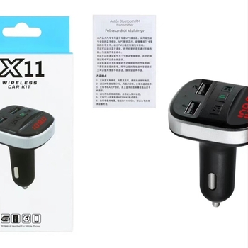 X11 Autó Bluetooth kihangosító FM adó USB MP3 lejátszóval, 12-24V tápegység, Modell X11