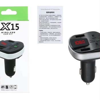 X15 autóban Bluetooth MP3 lejátszó Hands-Free, USB interfész, FM átjátszó, 12-24V tápegység, monokróm kijelző