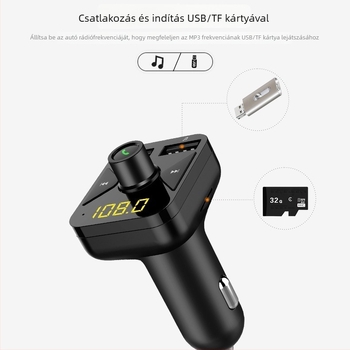 Autós MP3 Bluetooth lejátszó BT16 FM adóval, USB, 24 óra lejátszás, 12-24V