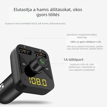 Autós MP3 Bluetooth lejátszó BT16 FM adóval, USB, 24 óra lejátszás, 12-24V