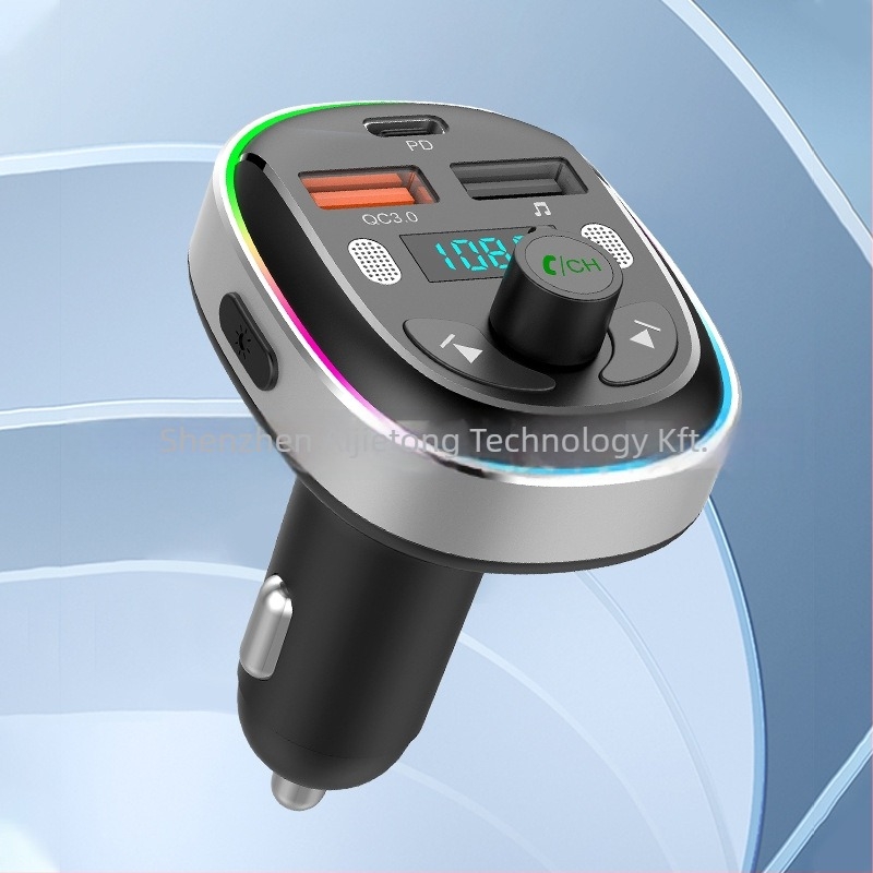 Autós Bluetooth MP3 lejátszó és FM transmitter, Bluetooth hívásokkal, QC3.0 és PD30W gyorstöltés, 12–24V, Modellt T81