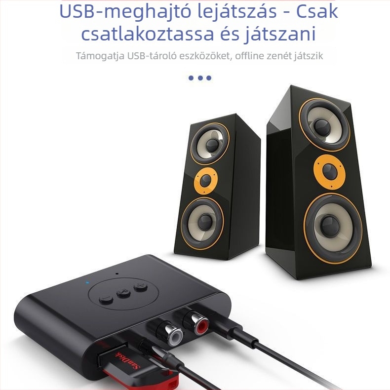 NFC Bluetooth 5.3 autózenei vevő Hands-Free, USB/RCA/3,5 mm csatlakozások, modell B21