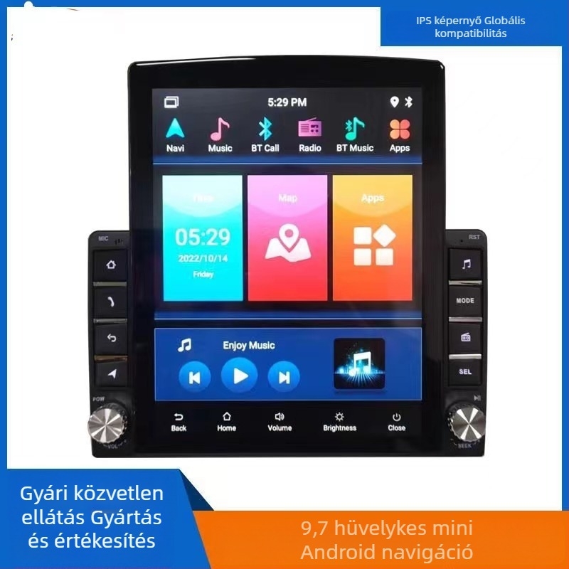 9,7 hüvelykes függőleges Android autó navigációs rendszer GPS-szel, Bluetooth-tal és MP5 lejátszóval