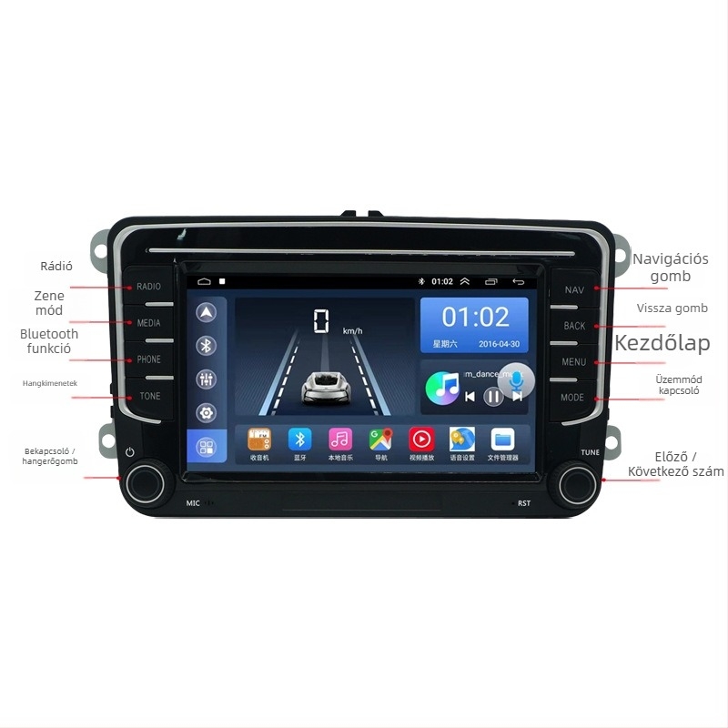 CarPlay-es autó navigációs rendszer GPS-szel, Bluetooth-kal és DVD-lejátszással – 12V DC tápegység