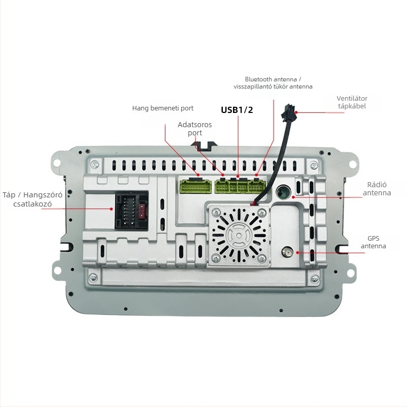 CarPlay-es autó navigációs rendszer GPS-szel, Bluetooth-kal és DVD-lejátszással – 12V DC tápegység