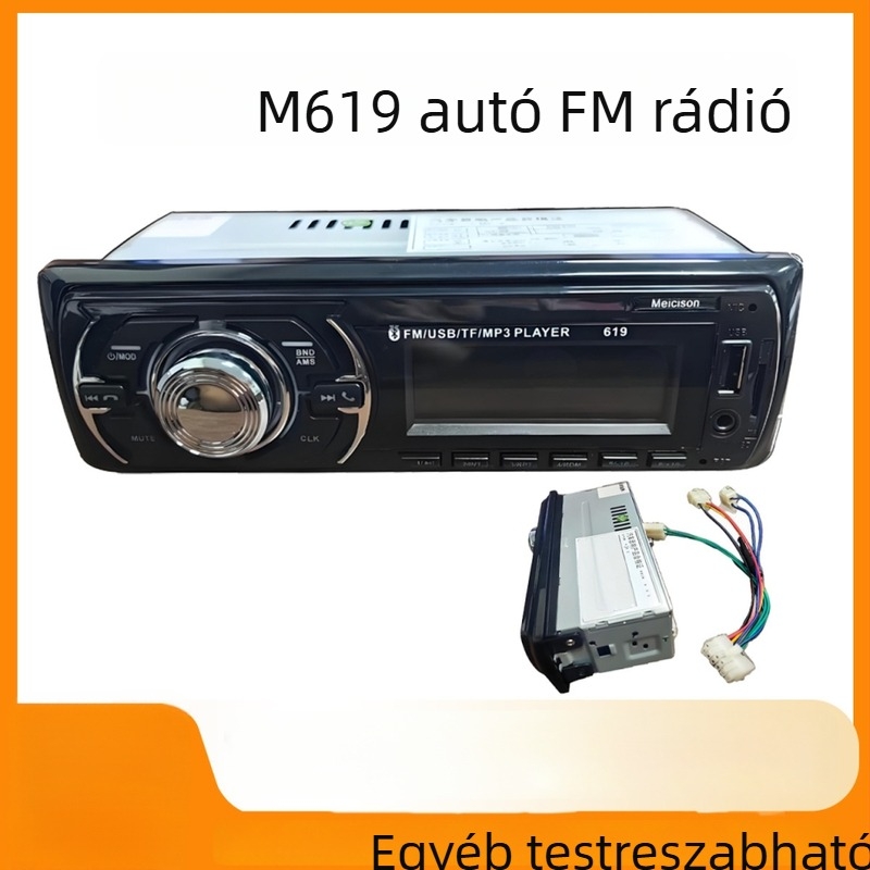 Autó Bluetooth MP3 lejátszó FM rádióval (Model M619, 12-24V tápegység, memória nélkül)