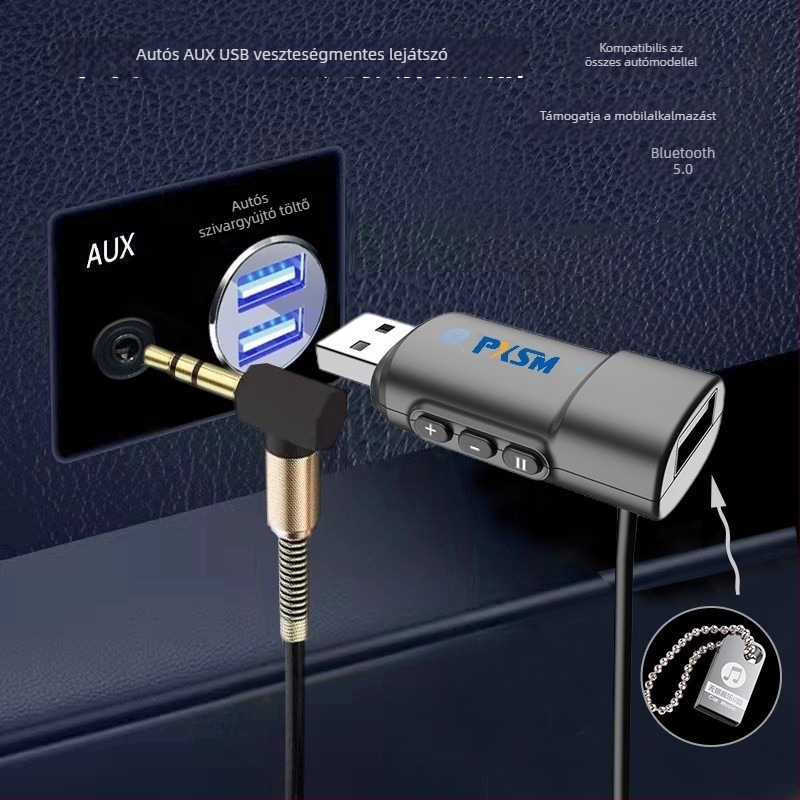 Autós AUX-USB Bluetooth MP3 lejátszó USB memória támogatással, többfunkciós, veszteségmentes zene