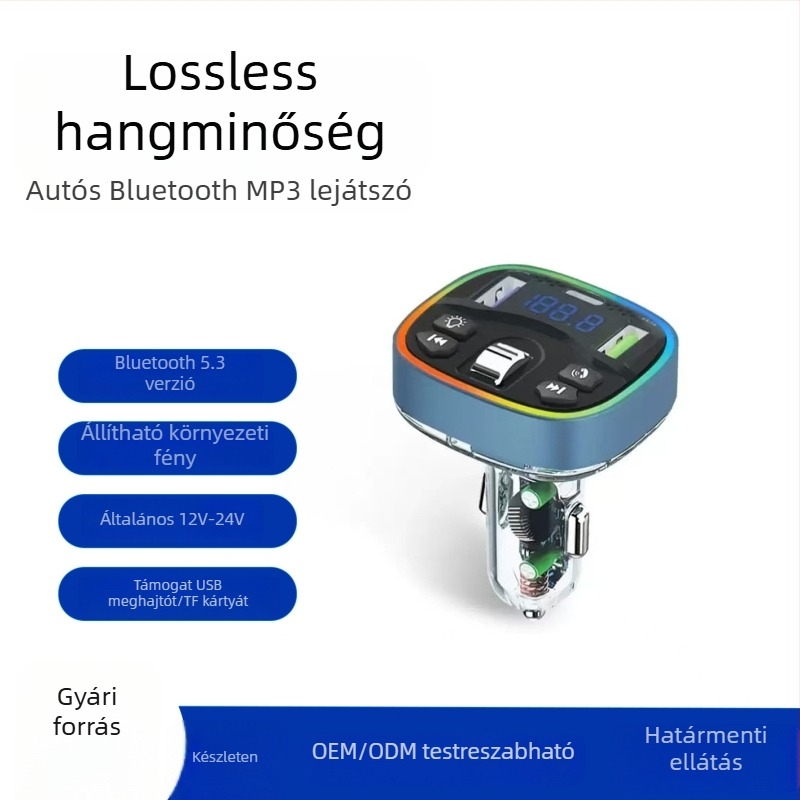 HT-16 Autó Bluetooth FM Transmitter Digitális Kijelzővel, QC3.0 Gyors Töltés, PD30W USB, 12-24V