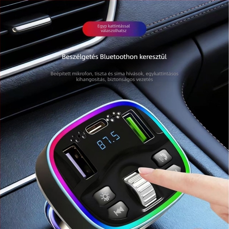 HT-16 Autó Bluetooth FM Transmitter Digitális Kijelzővel, QC3.0 Gyors Töltés, PD30W USB, 12-24V
