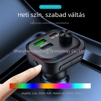 Autós Bluetooth MP3 lejátszó FM átjátszóval és PD 30W QC3.0 gyors töltéssel (Modell T92, Márka Agetunr, 12-24V, QC+PD interfész)