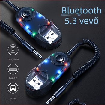 FM Bluetooth 5.3 adó-vevő autóhoz, MP3 audió adapter, vezeték nélküli Bluetooth hangszóró