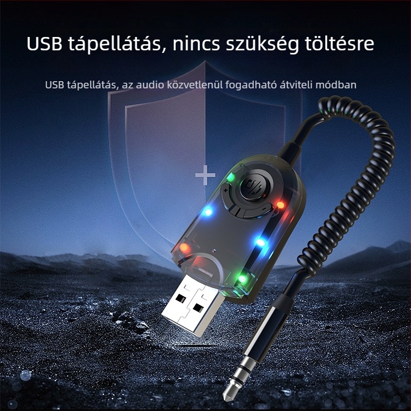 FM Bluetooth 5.3 adó-vevő autóhoz, MP3 audió adapter, vezeték nélküli Bluetooth hangszóró