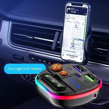 Bluetooth autós töltő környezeti fénnyel és MP3 lejátszóval, 12–24V bemenet, Q35/Q36 modellek