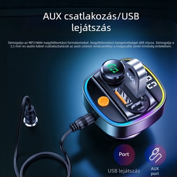 Autós Bluetooth MP3 lejátszó USB-meghajtó támogatással és cigaretta-gyújtóval ellátott töltő