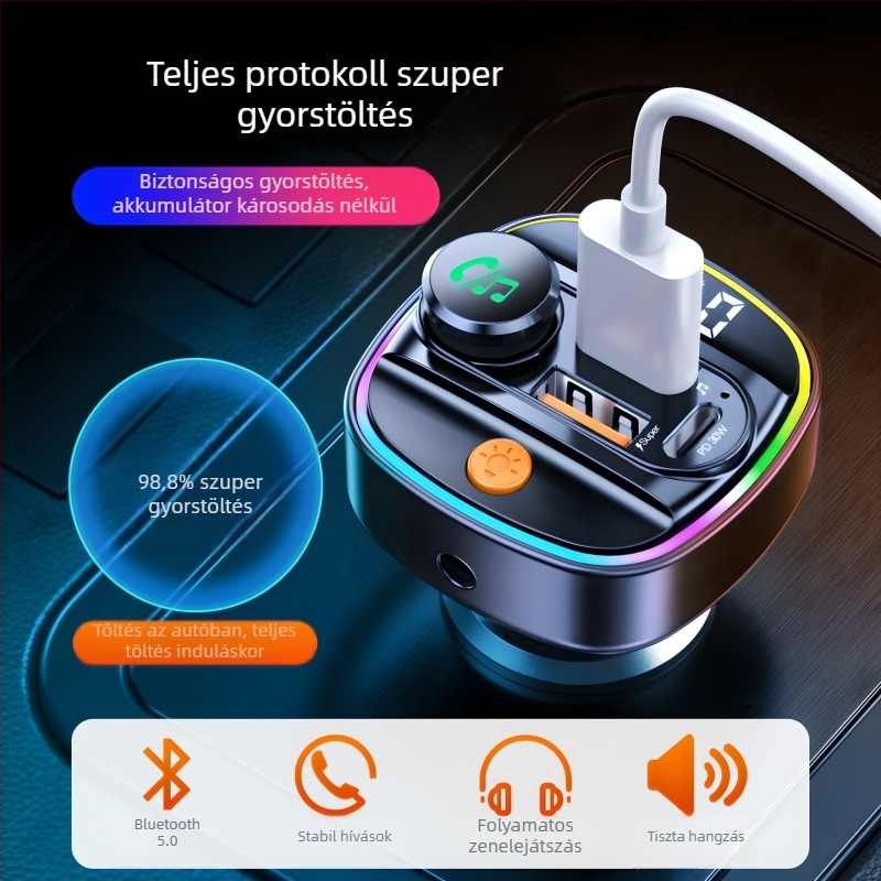 Autós Bluetooth MP3 lejátszó USB-meghajtó támogatással és cigaretta-gyújtóval ellátott töltő