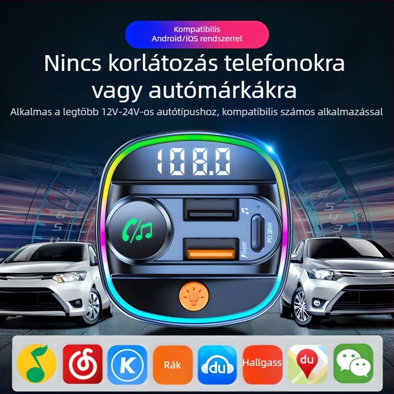 Autós Bluetooth MP3 lejátszó USB-meghajtó támogatással és cigaretta-gyújtóval ellátott töltő