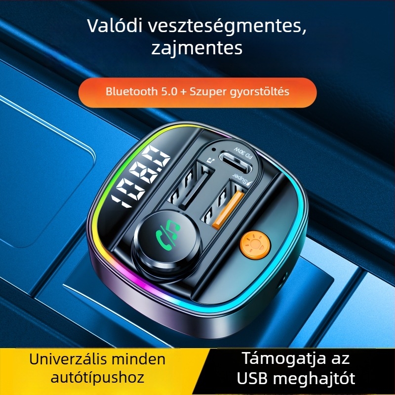 Autós Bluetooth MP3 lejátszó USB-meghajtó támogatással és cigaretta-gyújtóval ellátott töltő