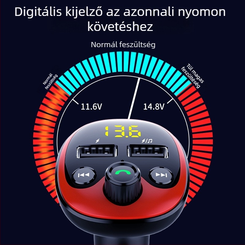 BT21 autós Bluetooth MP3 lejátszó kettős USB-portokkal, 3.1A gyors töltés, 12-24V tápegység, FM rádió