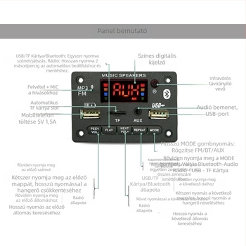 HLX MP3-dekóder autóhanghoz Bluetooth 5.0-val, modell 136