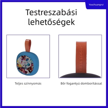 Asztali és kültéri használatra tervezett Bluetooth hordozható mini hangszóró, IPX5 vízálló, 5W teljesítmény, Bluetooth 5.3, beépített 800–1000 mAh akkumulátor, frekvenciaválasz 100 Hz–20 kHz