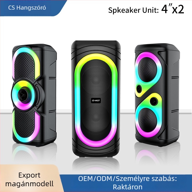 Bluetooth hangszóró két hangszóróval, Bluetooth 5.2, kimenet 10-20W, FM rádió, beépített 2000-4000 mAh akkumulátor