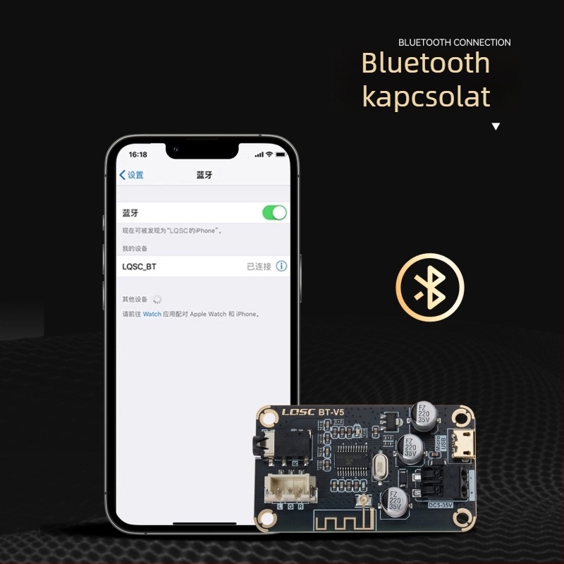MP3 Bluetooth dekódoló tábla 5.1-es hangfal erősítővel autóhoz (BT-V5; alacsony zajú LDO chip; Bluetooth név: LQSC_BT; Tápfeszültség: DC5V-35V)
