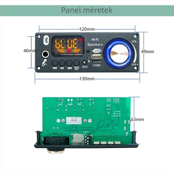 Erősítő panel 2x80W, Bluetooth MP3-dekóder autóhifi modulhoz, modell D161BT