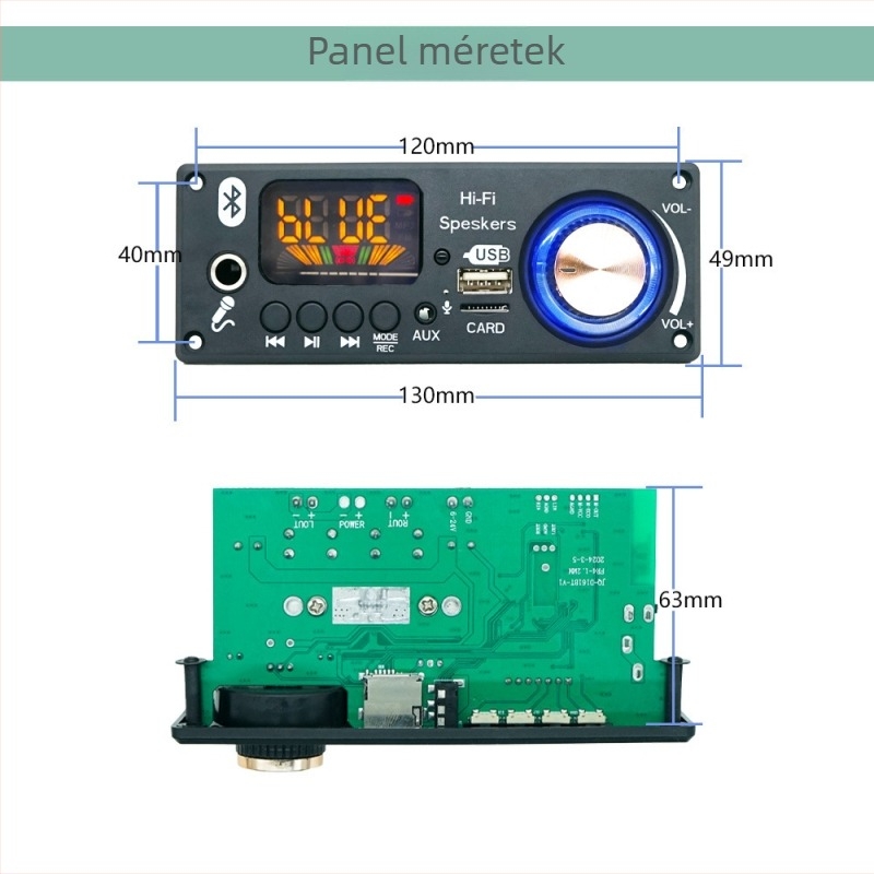 Erősítő panel 2x80W, Bluetooth MP3-dekóder autóhifi modulhoz, modell D161BT