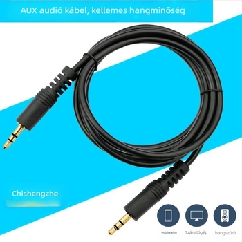 Autó AV hangkábel 3.5mm férfi-férfi, aranyozott, optikai vezeték, MP3-kompatibilis