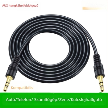 Autó AV hangkábel 3.5mm férfi-férfi, aranyozott, optikai vezeték, MP3-kompatibilis