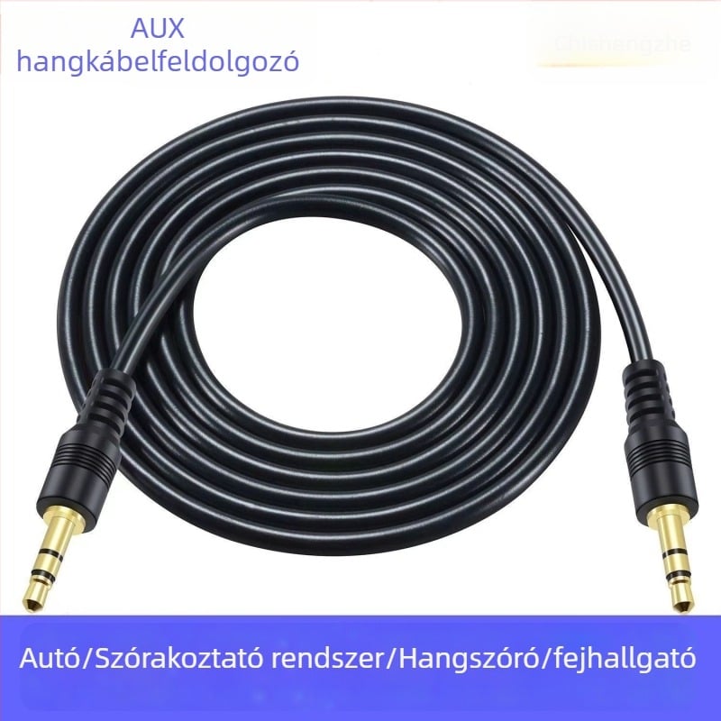 Autó AV hangkábel 3.5mm férfi-férfi, aranyozott, optikai vezeték, MP3-kompatibilis