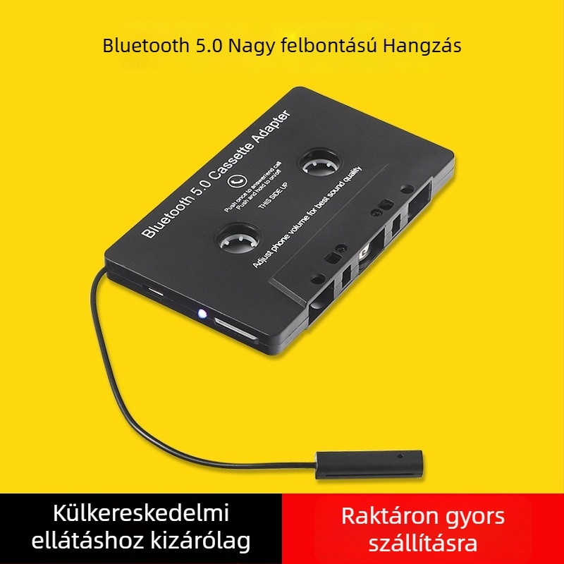 Bluetooth autó kazettás adapter MP3 lejátszó, USB, 512MB tárhely, 5V tápegység, 1 óra lejátszás