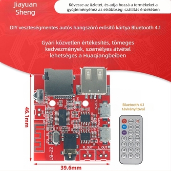Bluetooth MP3 audio vevőpanel DIY autóhifihez – hangfalakhoz készült erősítőpanel, Bluetooth 4.1 dekódoló modul