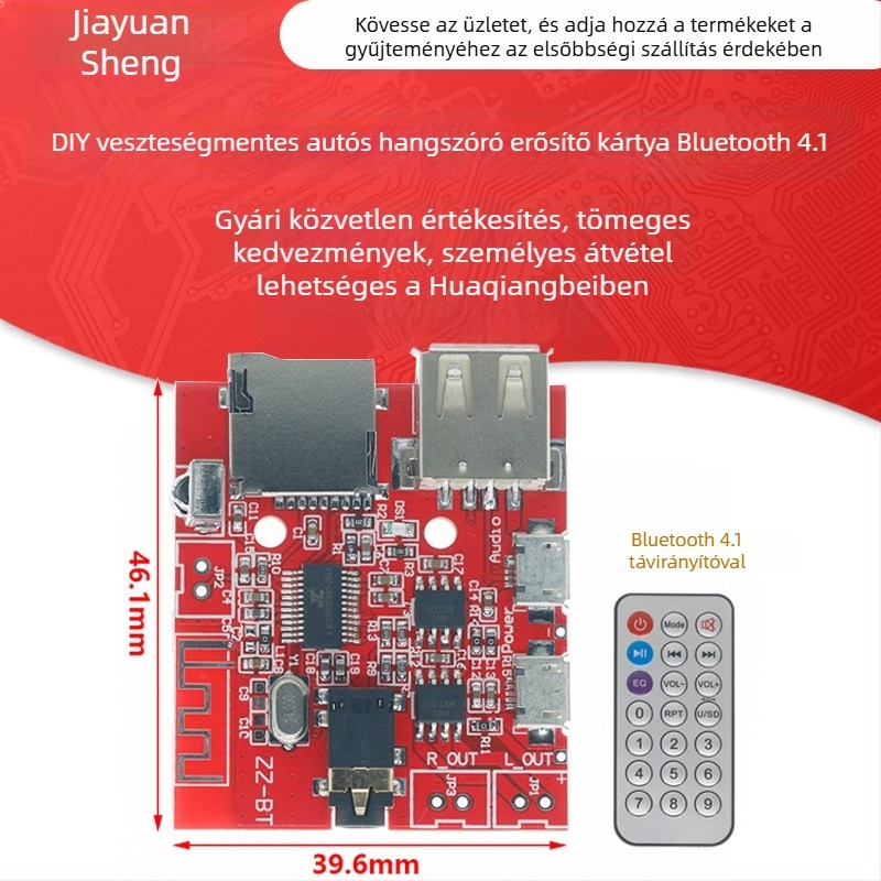 Bluetooth MP3 audio vevőpanel DIY autóhifihez – hangfalakhoz készült erősítőpanel, Bluetooth 4.1 dekódoló modul