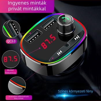 Autós MP3-lejátszó 3.1A intelligens gyorstöltés, Bluetooth FM adó, USB lejátszás, 12–24V tápegység